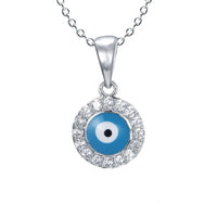 Evil Eye Halo Necklace in Sterling Silver Necklaces Bevilles 