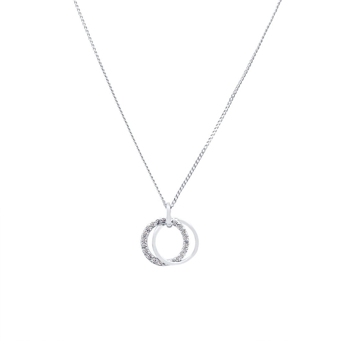 Open Circle Necklace with Cubic Zirconia in Sterling Silver Necklaces Bevilles 