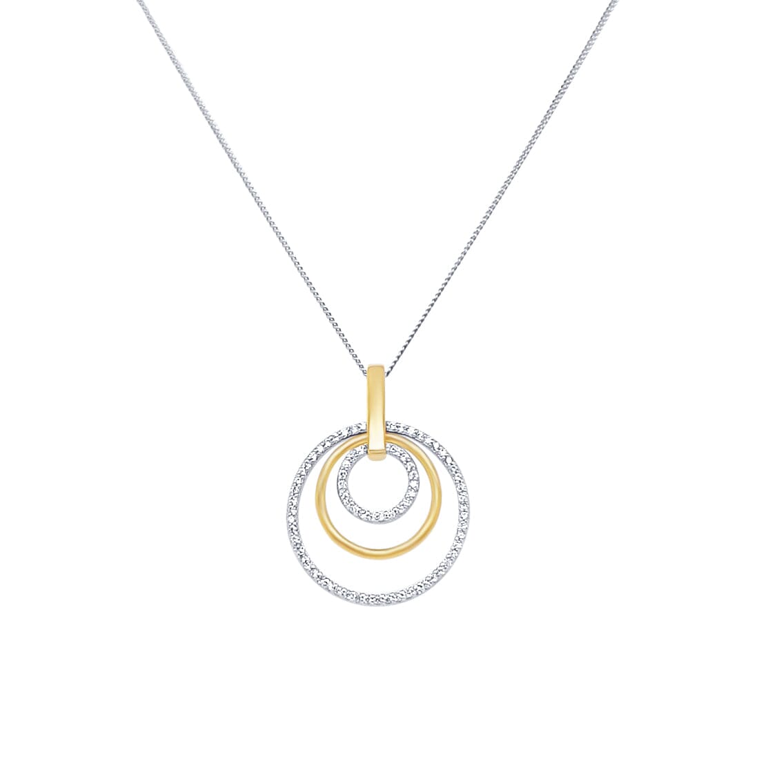 45cm Open Circle Necklace with Cubic Zirconia in Sterling Silver Necklaces Bevilles 