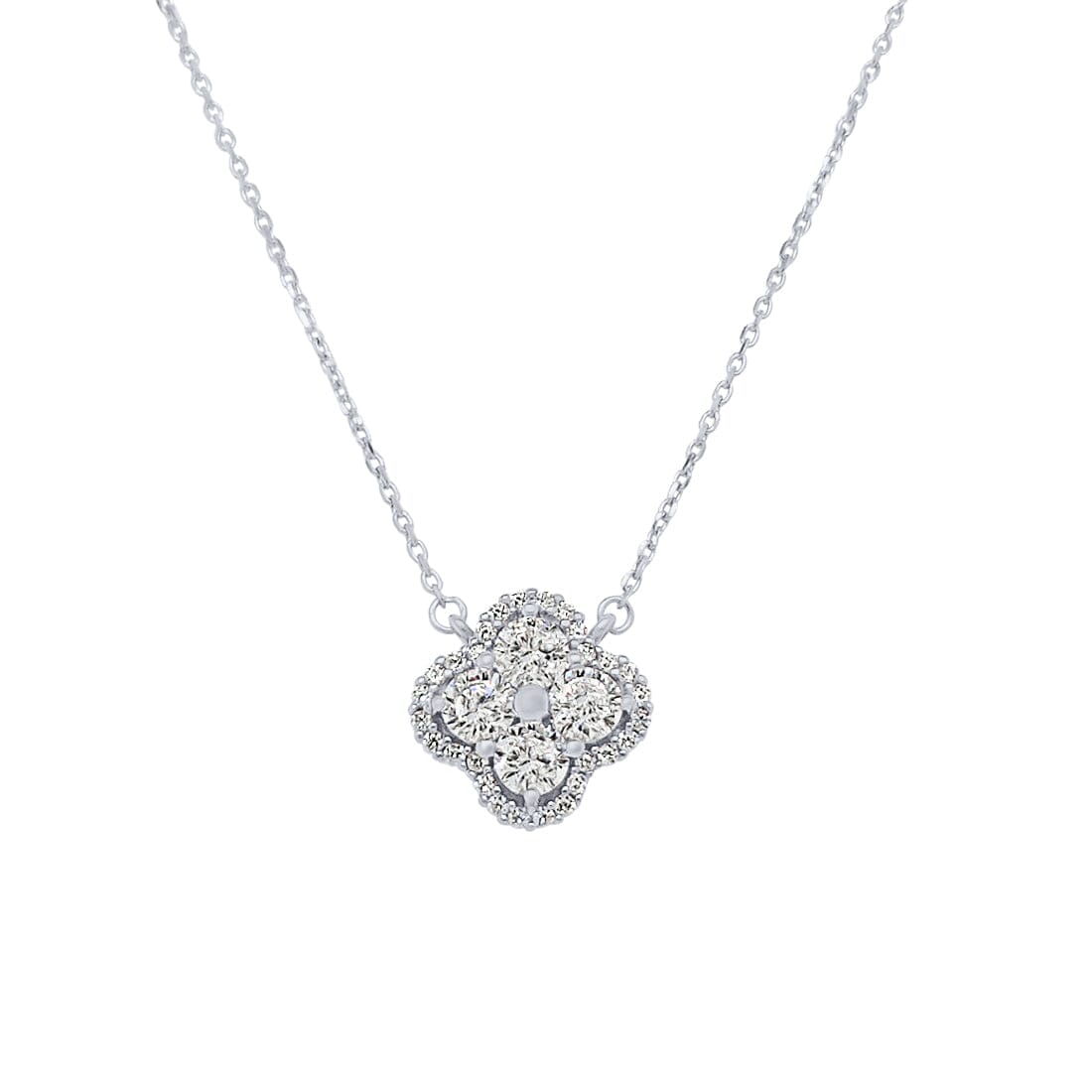 45cm Round Halo Necklace with Cubic Zirconia in Sterling Silver Necklaces Bevilles 
