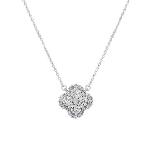 45cm Round Halo Necklace with Cubic Zirconia in Sterling Silver Necklaces Bevilles 