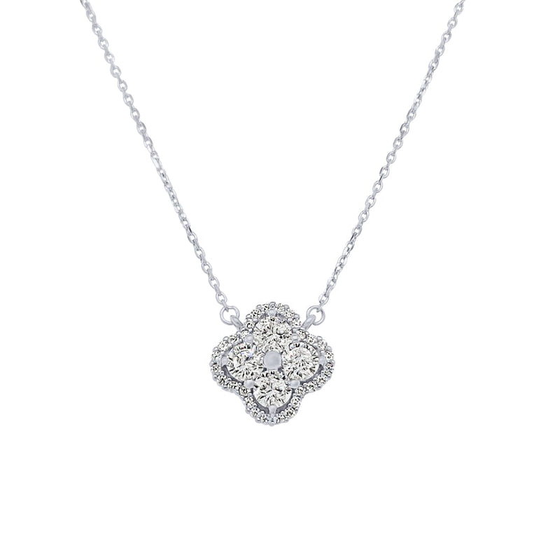 45cm Round Halo Necklace with Cubic Zirconia in Sterling Silver Necklaces Bevilles 