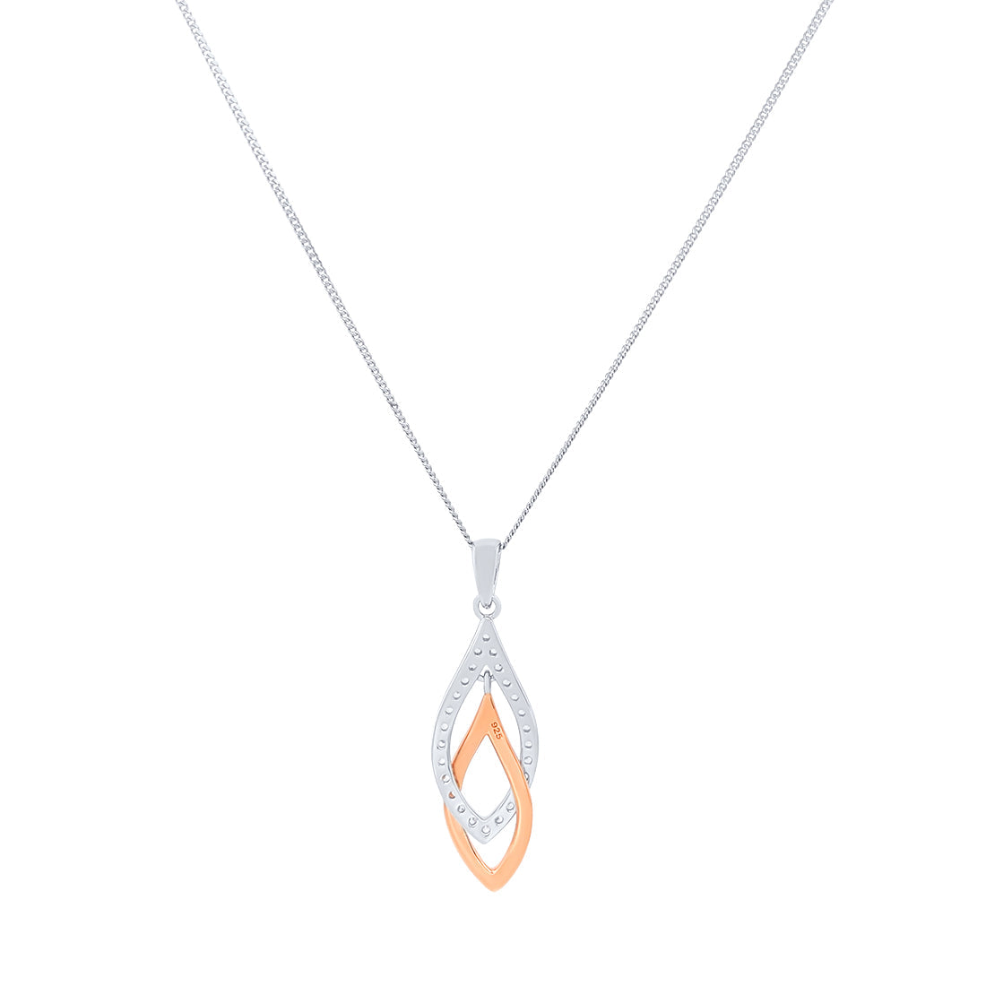 Sterling Silver & Rose Interlocked Necklace Necklaces Bevilles 