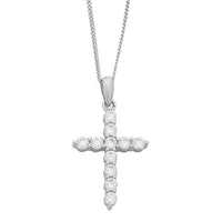 Sterling Silver Cubic Zirconia Cross Necklace Necklaces Bevilles 