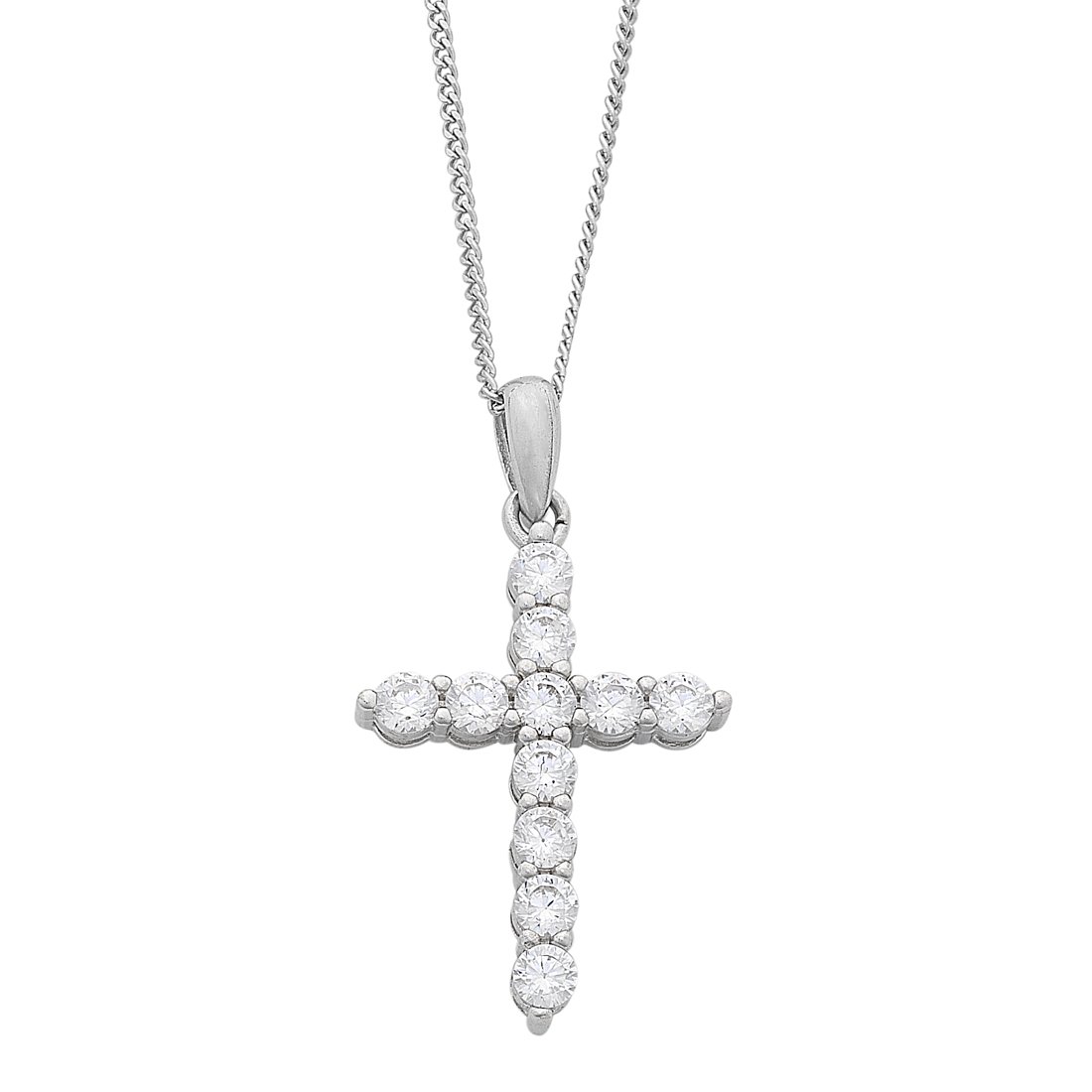 Sterling Silver Cubic Zirconia Cross Necklace Necklaces Bevilles 