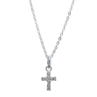 Cubic Zirconia Mini Cross Necklace in Sterling Silver Necklaces Bevilles 