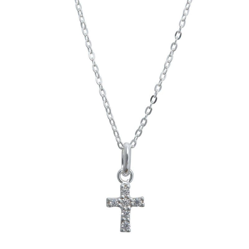 Cubic Zirconia Mini Cross Necklace in Sterling Silver Necklaces Bevilles 
