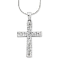 Sterling Silver Cubic Zirconia Cross Necklace Necklaces Bevilles 