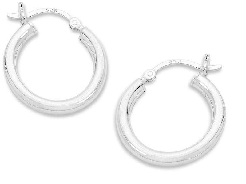 Sterling Silver 20mm Plain Hoop Earrings Earrings Bevilles 