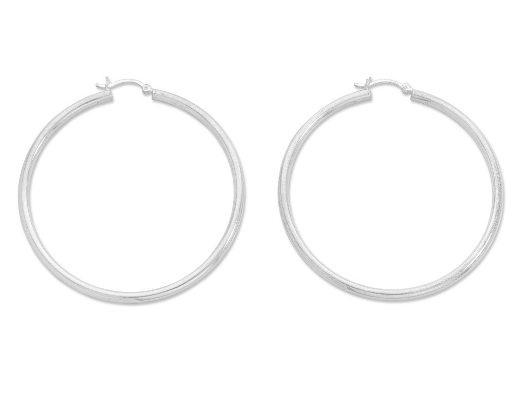 Sterling Silver 65mm Plain Hoop Earrings Earrings Bevilles 