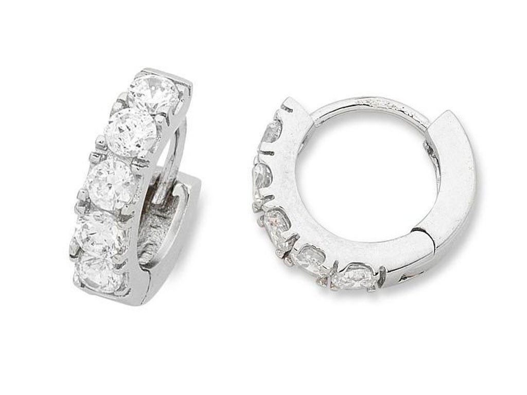 Sterling Silver Cubic Zirconia Hoop Earrings Earrings Bevilles 