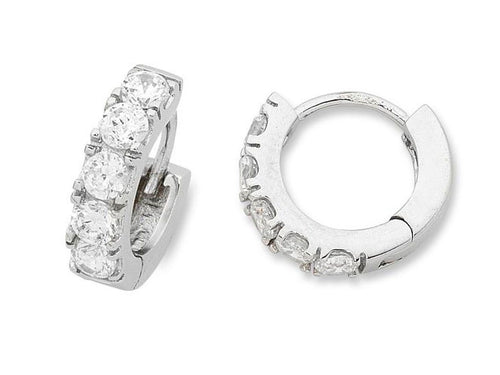 Sterling Silver Cubic Zirconia Hoop Earrings Earrings Bevilles 