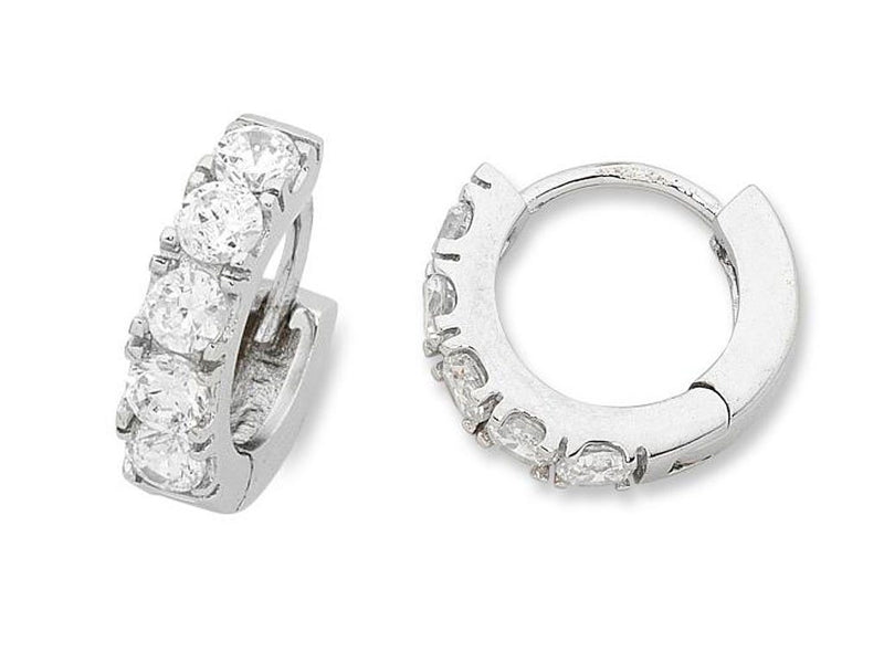 Sterling Silver Cubic Zirconia Hoop Earrings Earrings Bevilles 