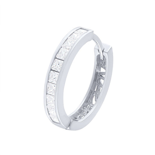 Sterling Silver Hoop Earrings with Cubic Zirconia Earrings Bevilles 