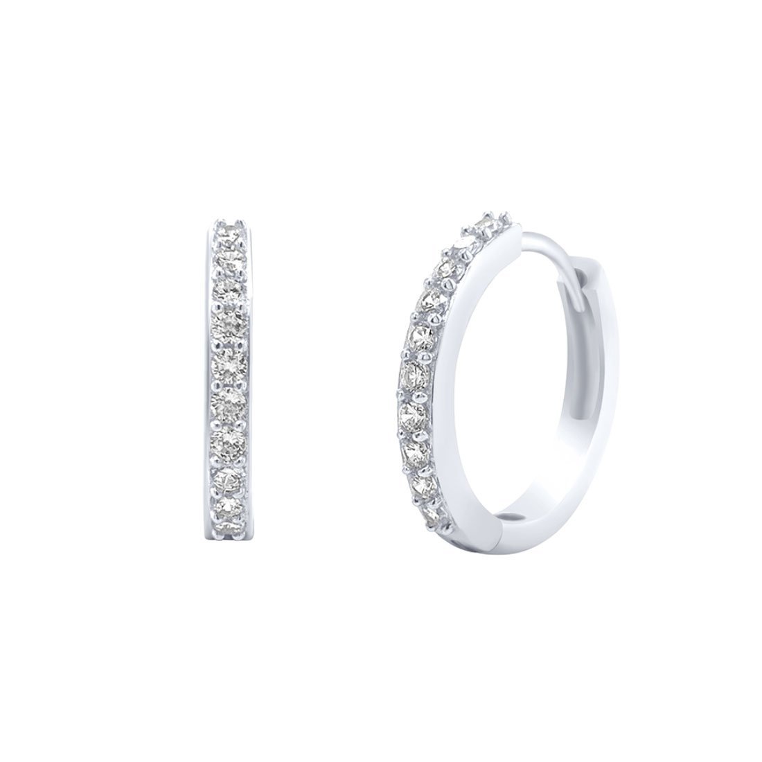 Cubic Zirconia Sterling Silver Hoop Earrings 18mm Earrings Bevilles 