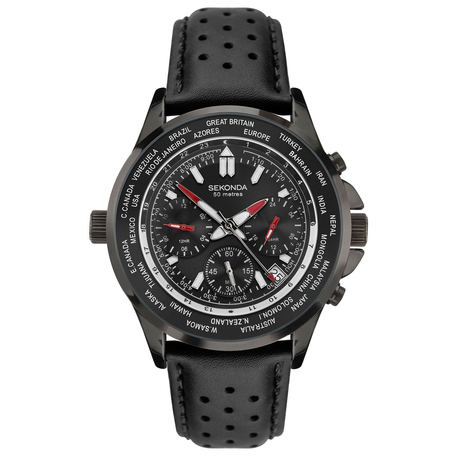 Sekonda Men's Black Leather Strap Watch SK1864 Watches Sekonda 