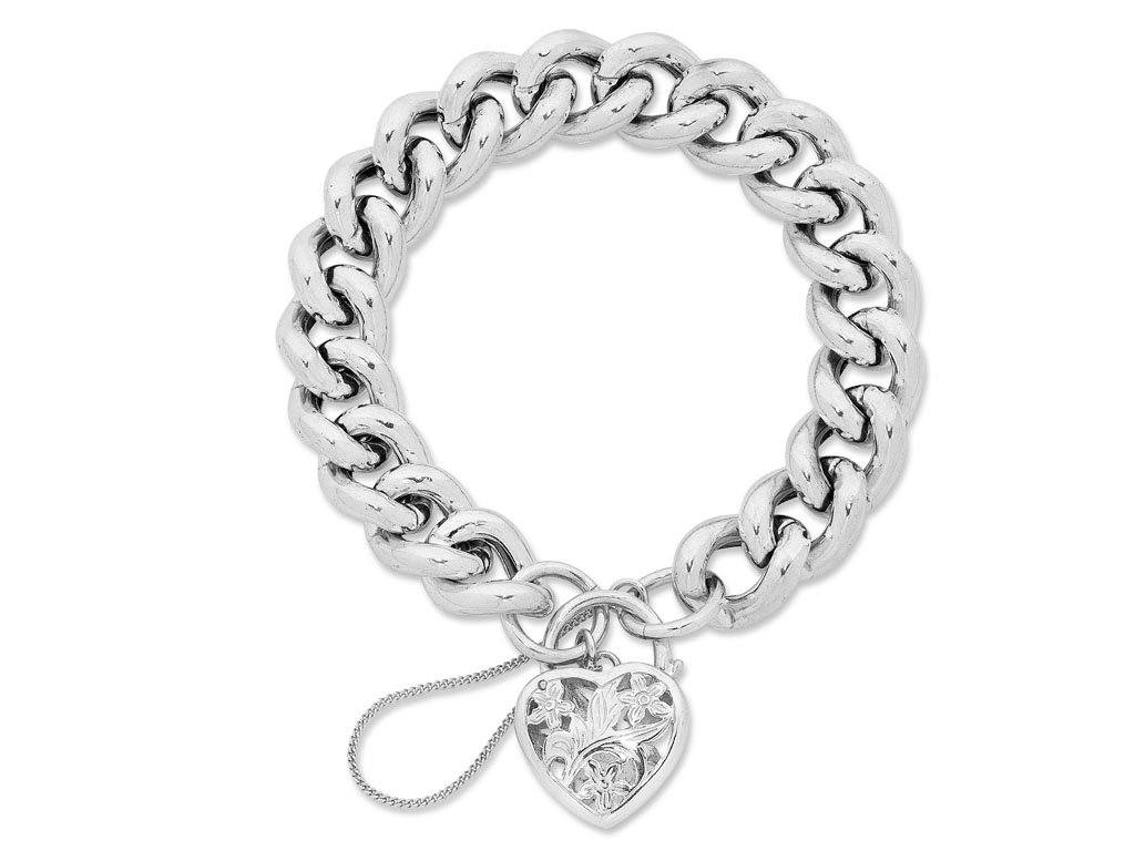 Sterling Silver Heart Padlock Bracelet Bracelets Bevilles 