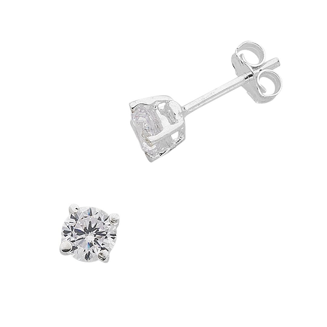 Sterling Silver 5mm Cubic Zirconia Earrings Earrings Bevilles 