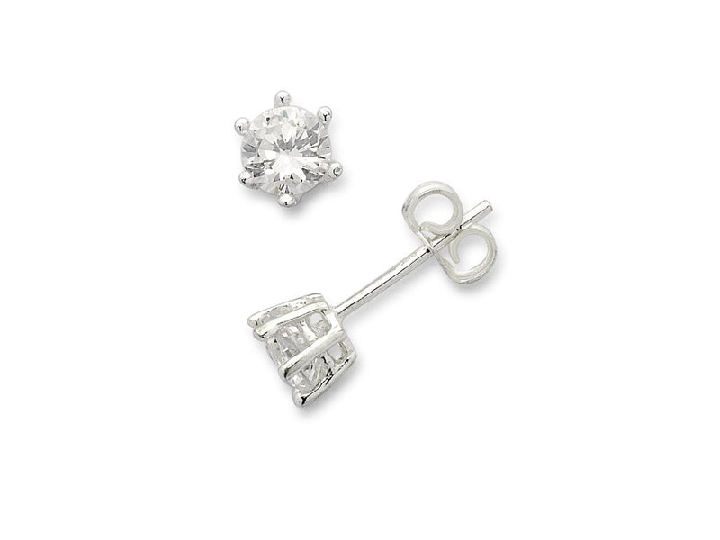 Sterling Silver Cubic Zirconia 5mm Stud Earrings Earrings Bevilles 