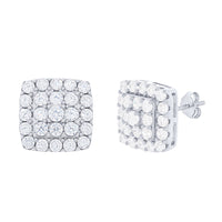 Sterling Silver Cluster Stud Earrings with Cubic Zirconia Earrings Bevilles 