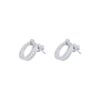Double Open Circle Stud Earrings with Cubic Zirconia in Sterling Silver Earrings Bevilles 