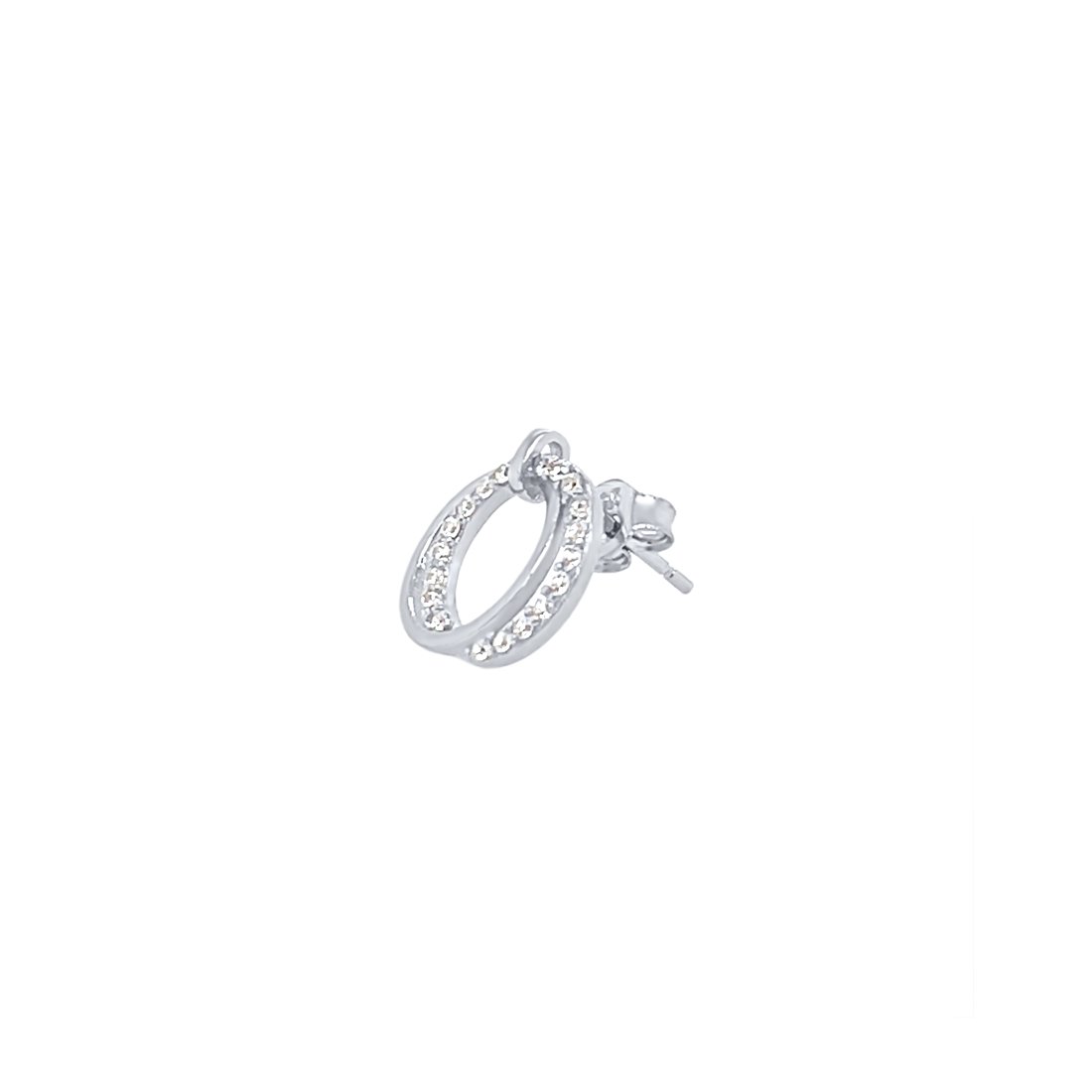 Double Open Circle Stud Earrings with Cubic Zirconia in Sterling Silver Earrings Bevilles 