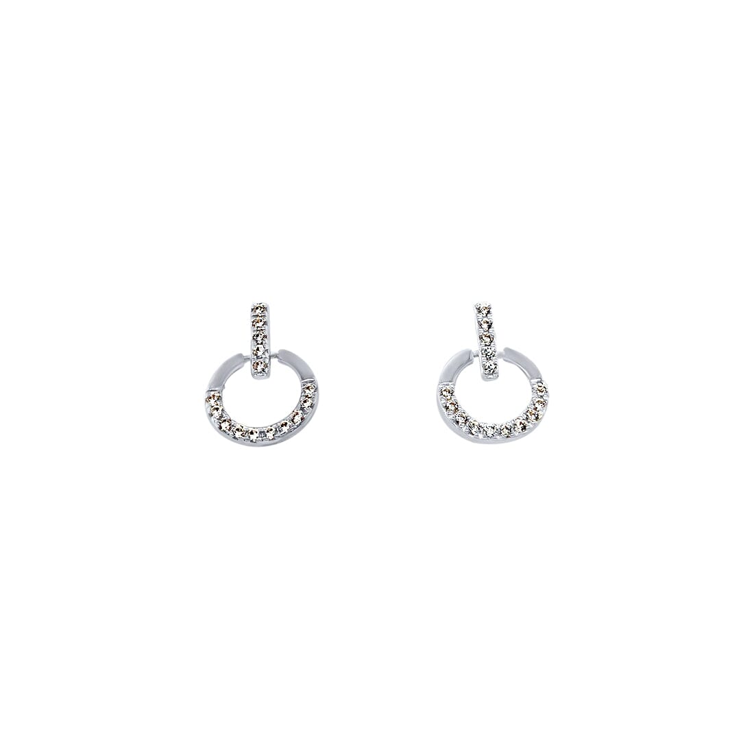 Open Circle Stud Earrings with Cubic Zirconia in Sterling Silver Earrings Bevilles 