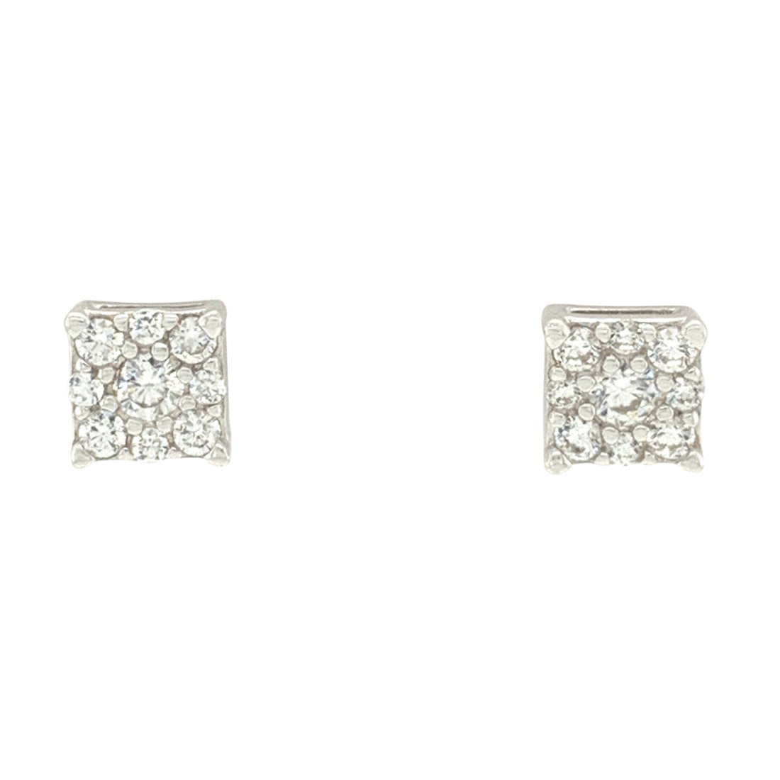 Sterling Silver Cubic Zirconia Princess Cluster Stud Earrings Earrings Bevilles 