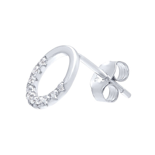 Open Circle Stud Earrings with Cubic Zirconia in Sterling Silver 9mm Earrings Bevilles 