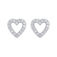 Open Heart Stud Earrings in Sterling Silver Earrings Bevilles 