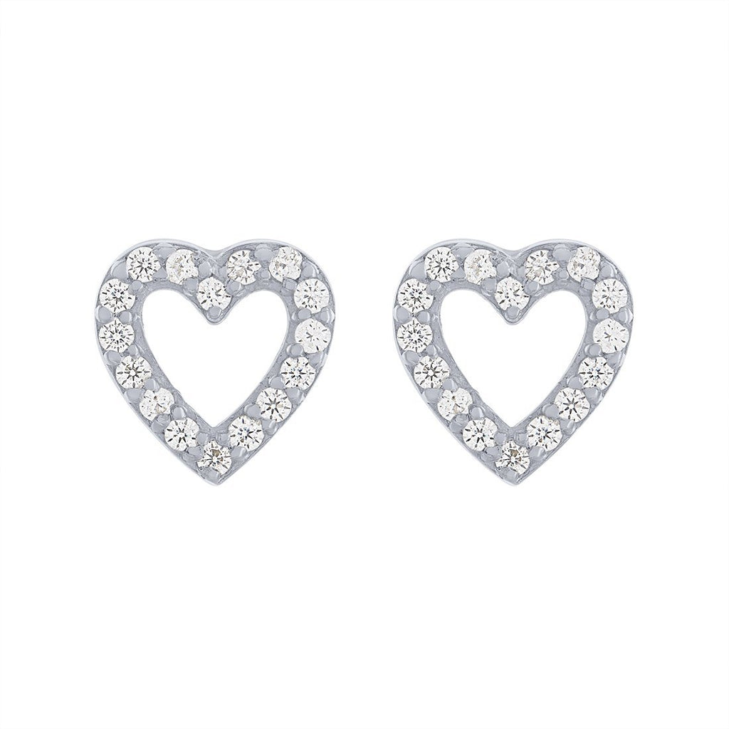 Open Heart Stud Earrings in Sterling Silver