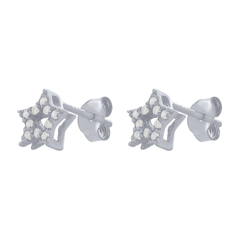 Open Star Stud Earrings in Sterling Silver Earrings Bevilles 