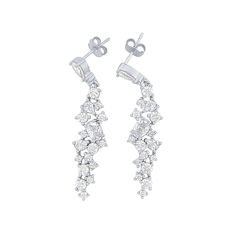 Sterling Silver Waterfall Drop Stud Earrings with Cubic Zirconia Earrings Bevilles 