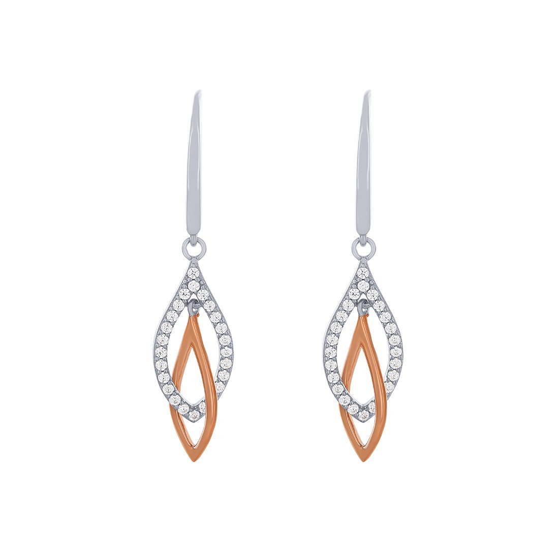 Drop Hook Earrings with Cubic Zirconia in Sterling Silver Earrings Bevilles 