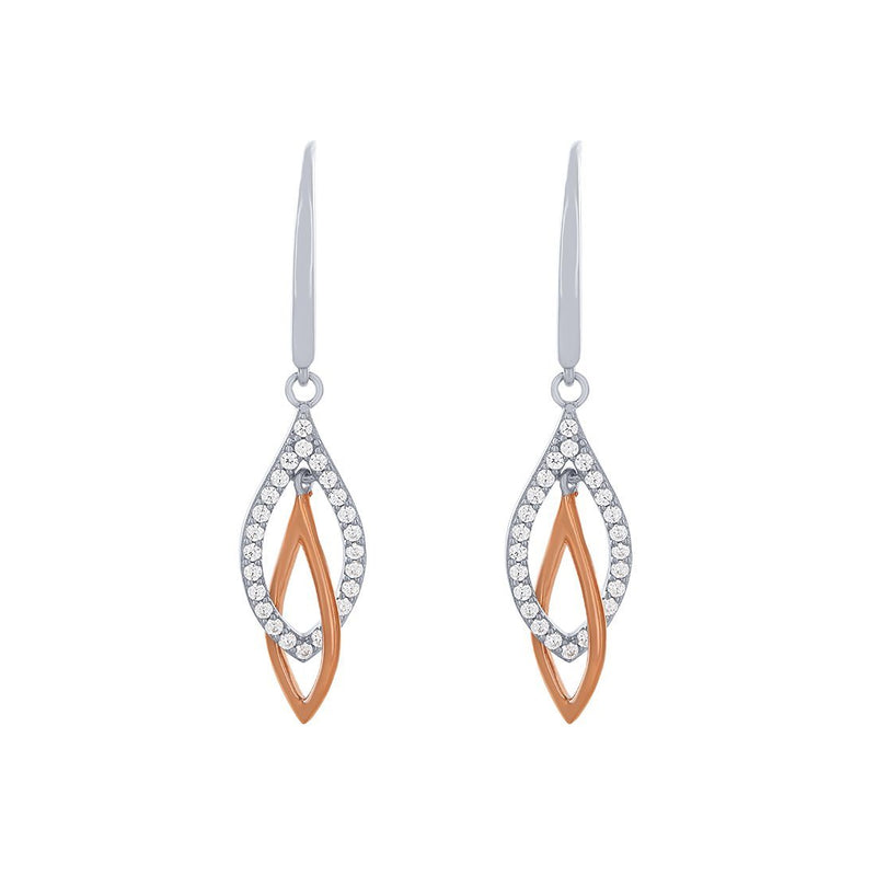 Drop Hook Earrings with Cubic Zirconia in Sterling Silver Earrings Bevilles 