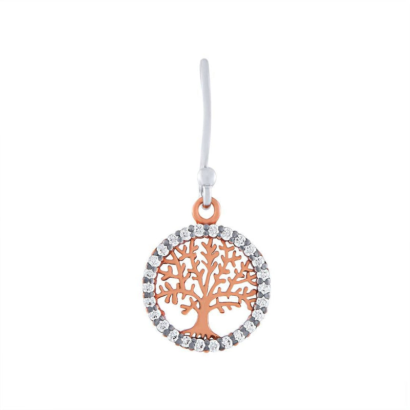 Sterling Silver Rose Plated Tree of Life Drop Earrings Earrings Bevilles 