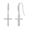 Cubic Zirconia Cross Drop Sterling Silver Earrings Earrings Bevilles 