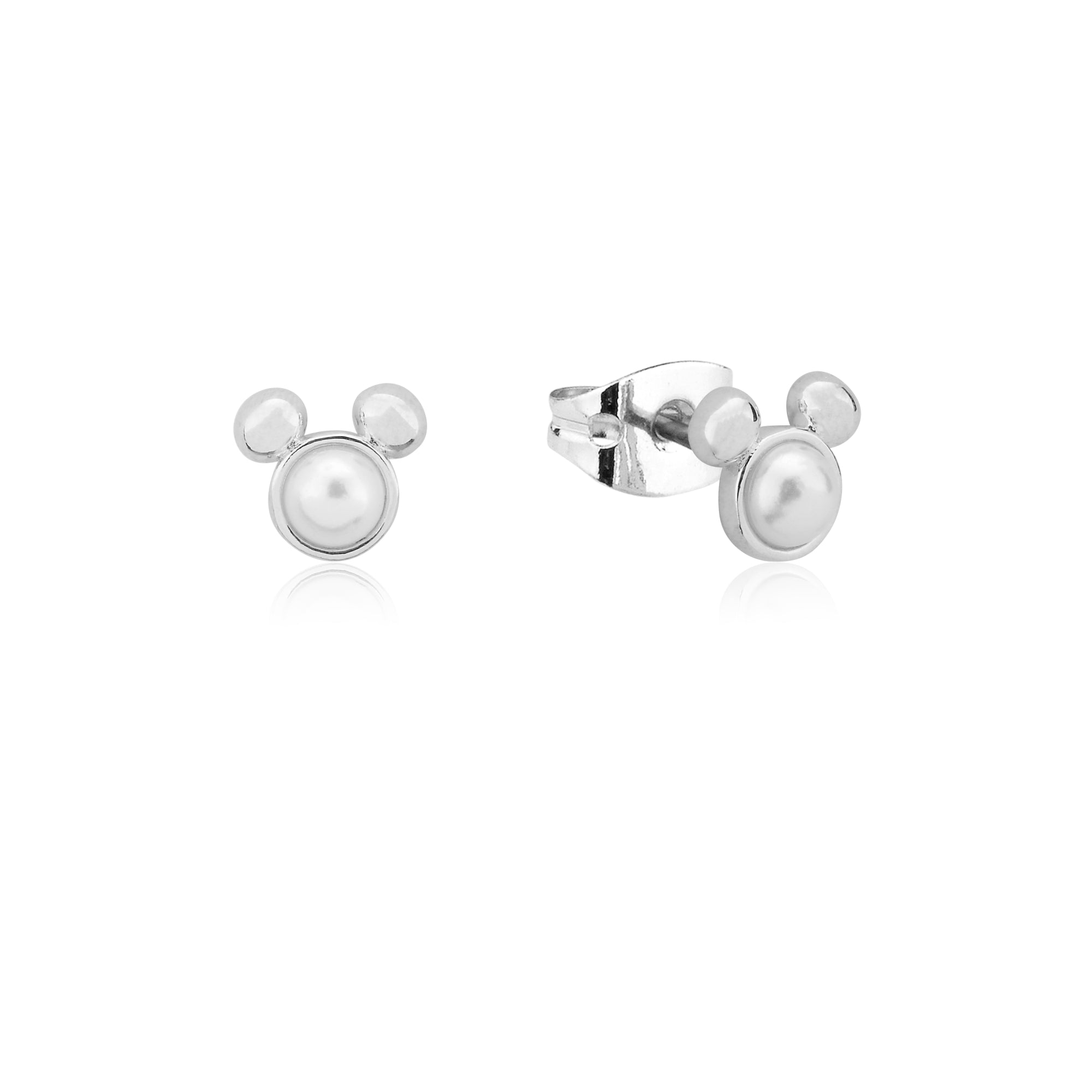 Disney Precious Metal Mickey Mouse Pearl Stud Earrings Earrings Disney by Couture Kingdom 