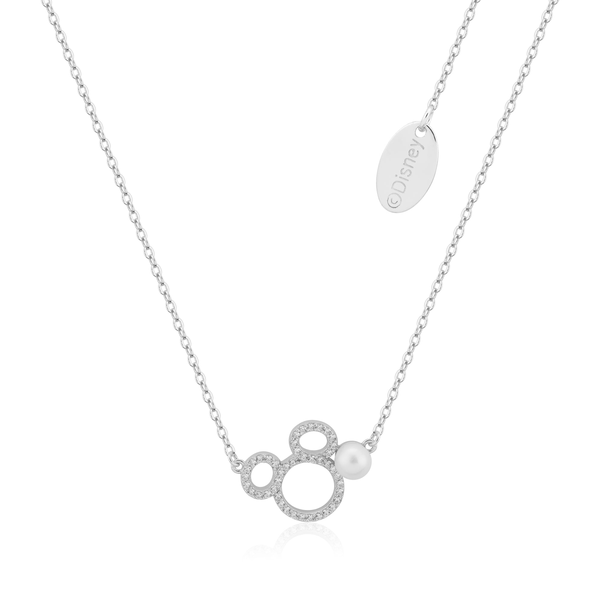Disney Precious Metal Mickey Mouse Pearl CZ Necklace Necklaces Disney by Couture Kingdom 
