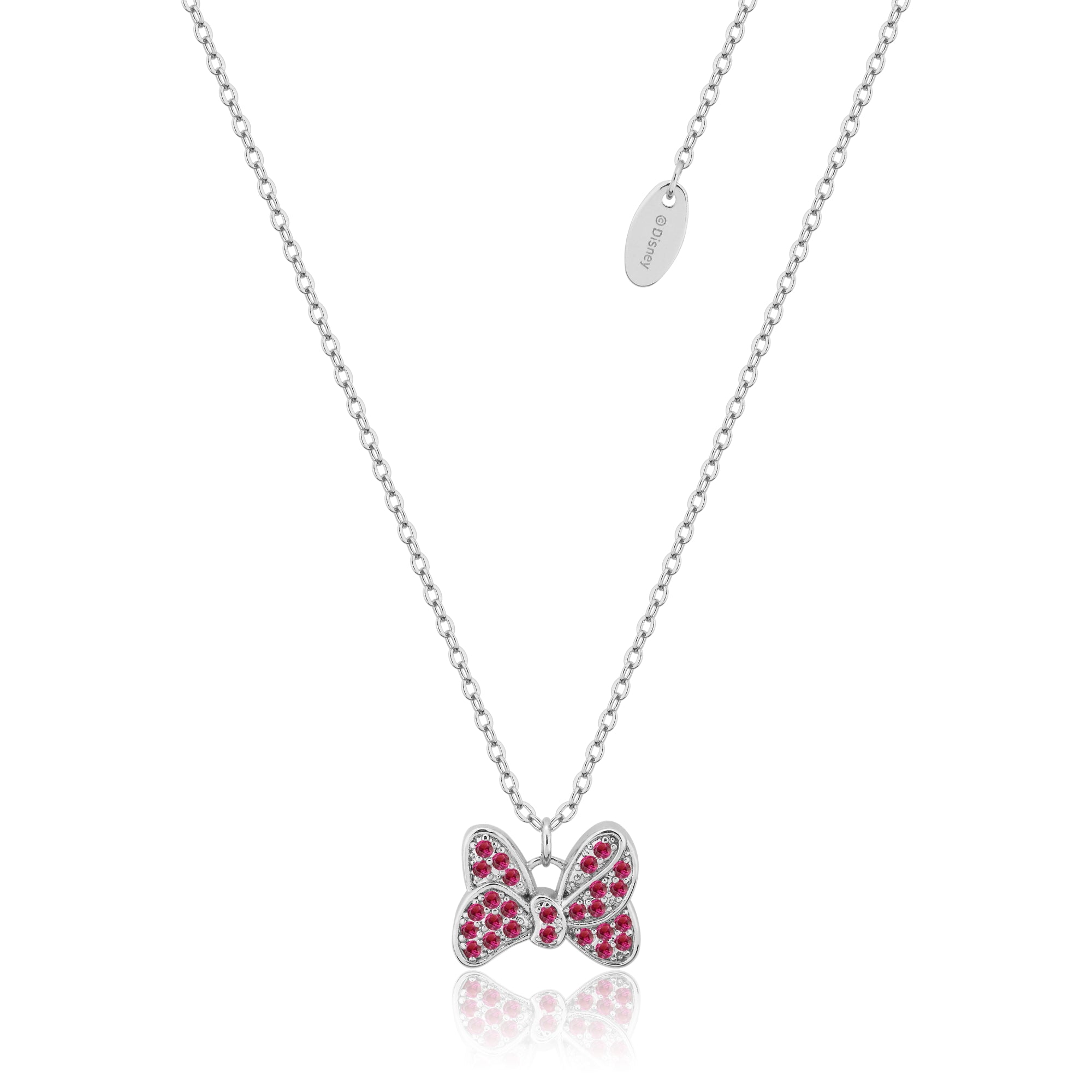Disney Precious Metal Minnie Mouse Red Bow CZ Necklace Necklaces Disney by Couture Kingdom 