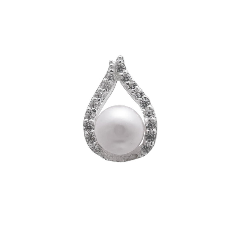 Synthetic White Pearl Necklace and Earrings Set in Sterling Silver Jewellery Sets Bevilles 