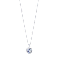 Sterling Silver Cubic Zirconia Swirl Halo Stud Earrings and Necklace Set Jewellery Sets Bevilles 