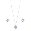 Sterling Silver Cubic Zirconia Swirl Halo Stud Earrings and Necklace Set Jewellery Sets Bevilles 