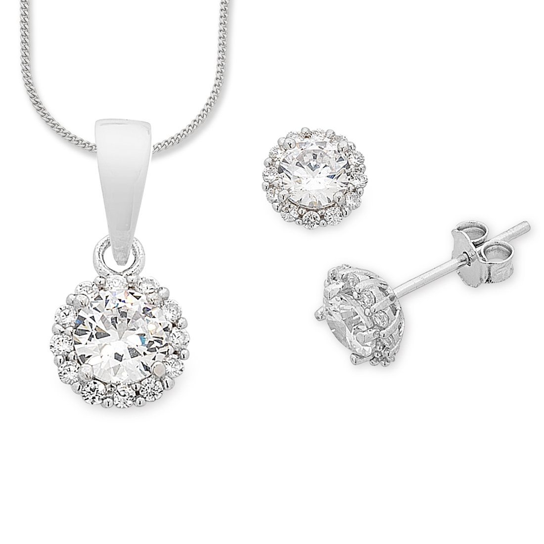 Sterling Silver Necklace & Earring Set Earrings Bevilles 