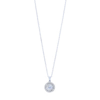 Sterling Silver Cubic Zirconia Double Halo Stud Earring and Necklace Set Jewellery Sets Bevilles 