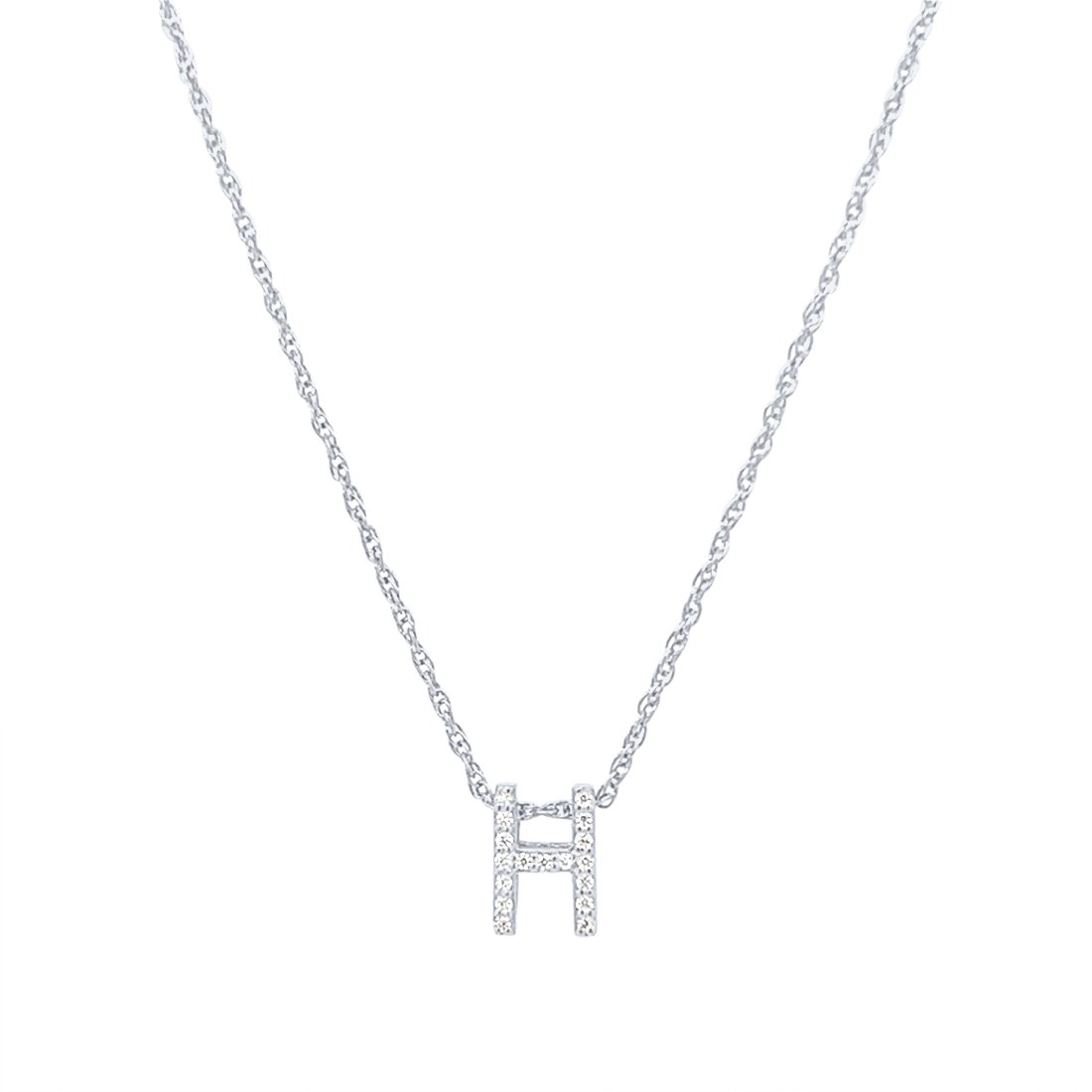 Sterling Silver Cubic Zirconia Initial Necklace - Most Initials Available Necklaces Bevilles H 