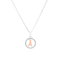 Sterling Silver & Rose Plated Initial Necklace with Cubic Zirconias Necklaces Bevilles A 