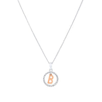 Sterling Silver & Rose Plated Initial Necklace with Cubic Zirconias Necklaces Bevilles B 