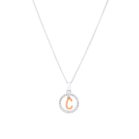 Sterling Silver & Rose Plated Initial Necklace with Cubic Zirconias Necklaces Bevilles C 