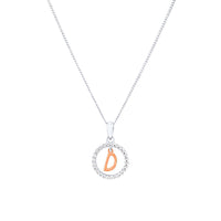 Sterling Silver & Rose Plated Initial Necklace with Cubic Zirconias Necklaces Bevilles D 